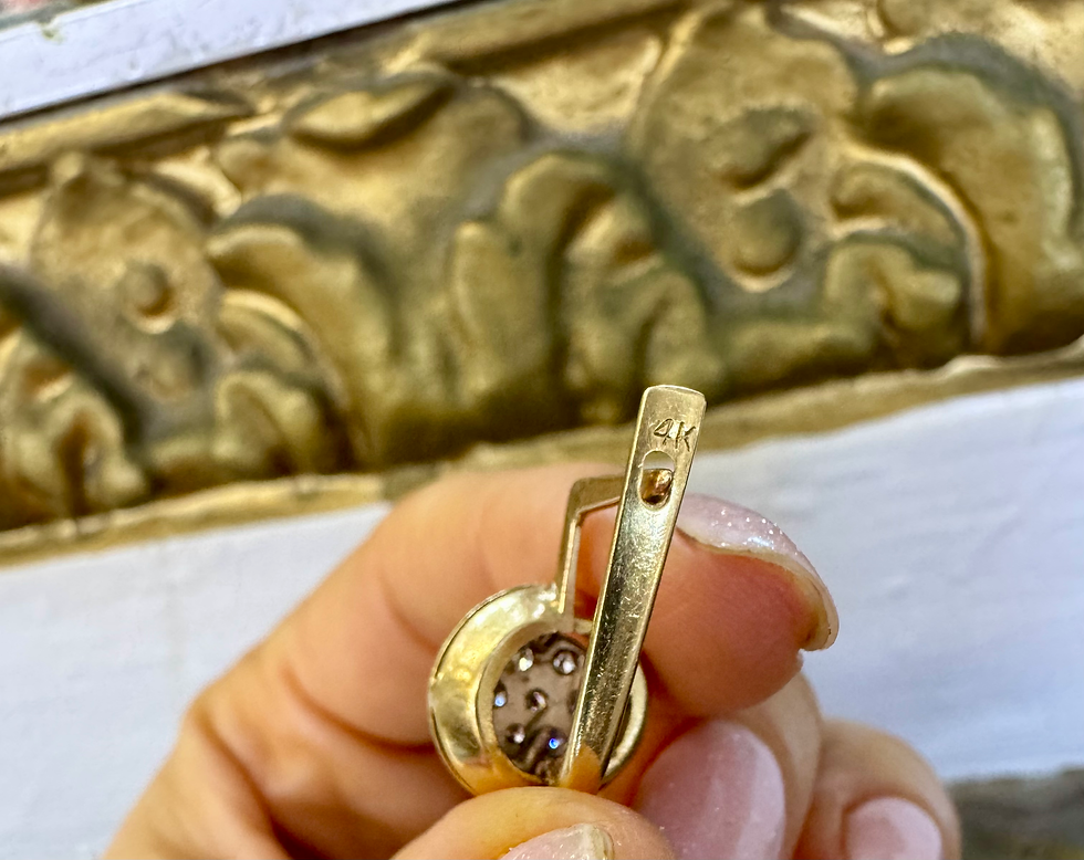 Thumbnail: Vintage European Style 14kt White And Yellow Gold Diamond Earrings