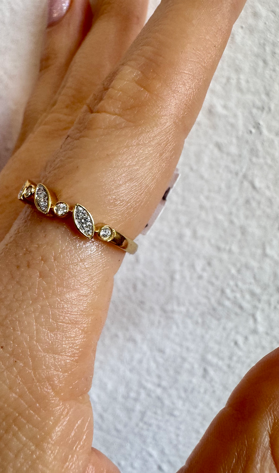 Thumbnail: 18kt Yellow Gold Dainty Diamond Stackable Band