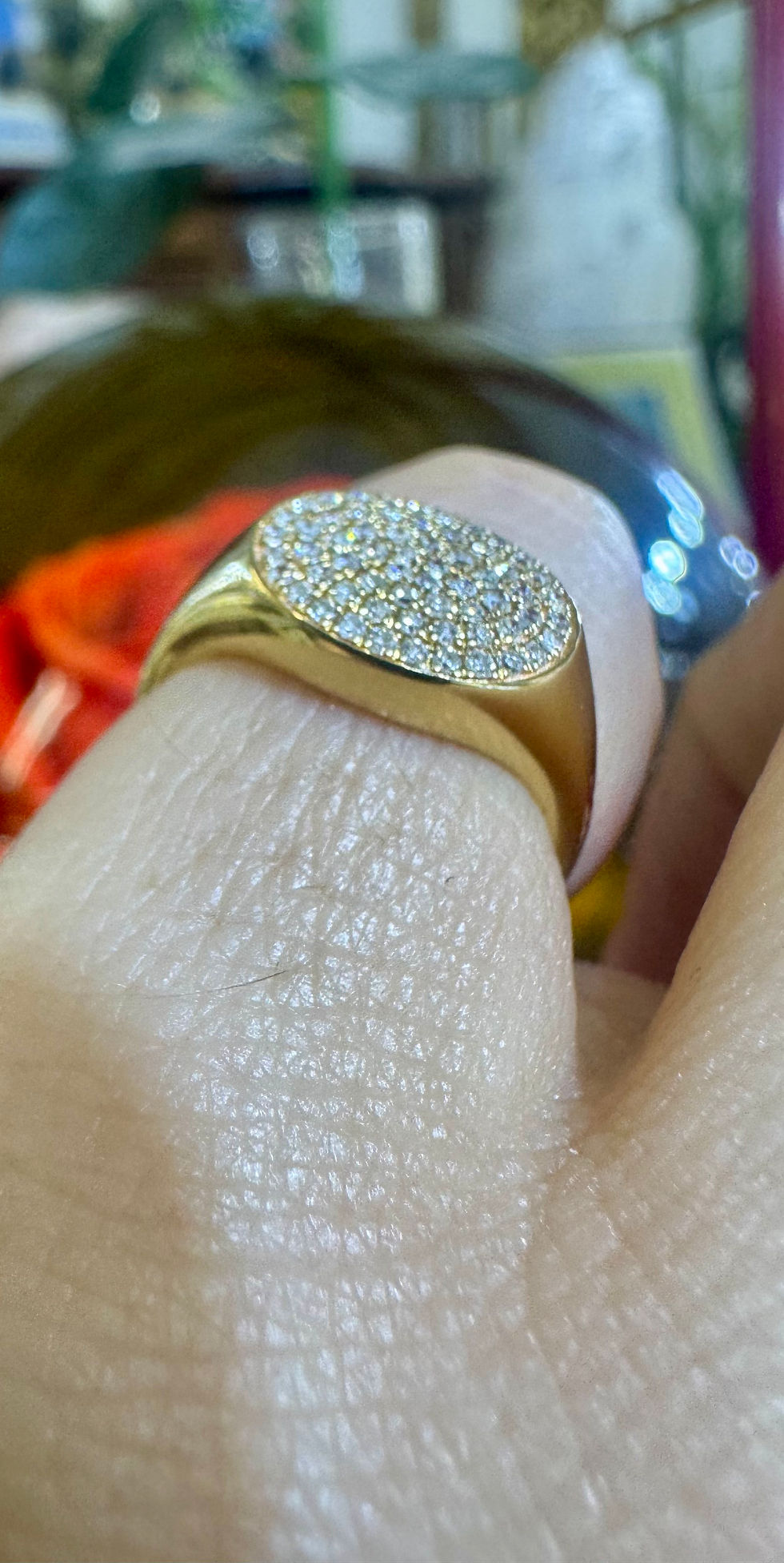 Thumbnail: 14kt Yellow Gold Pave Signet Pinky Diamond Ring