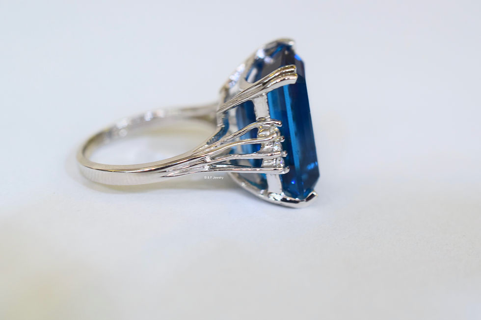 Thumbnail: 14K White Gold Swiss Blue Topaz And Diamond Ring
