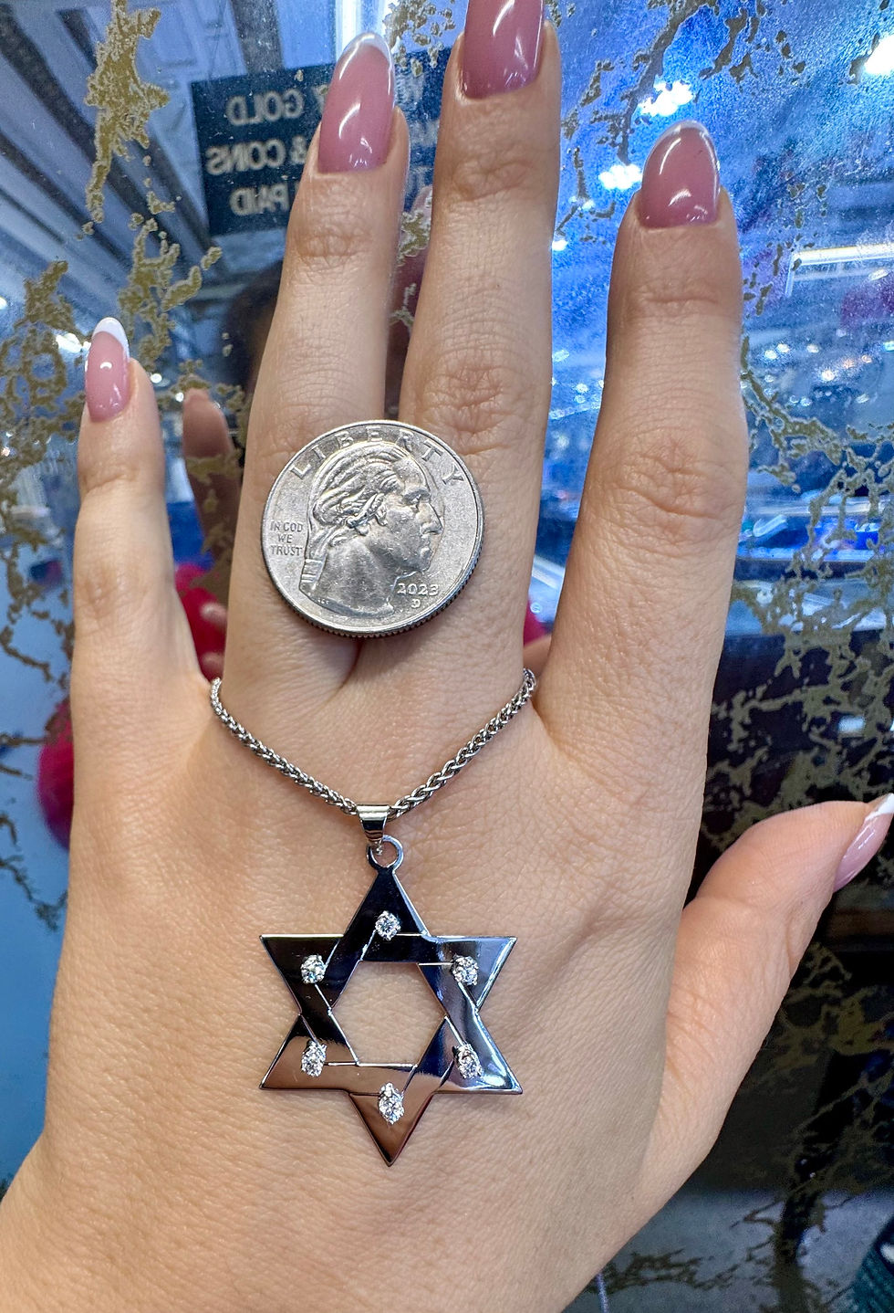 Thumbnail: 14kt White Or Yellow Gold Diamond Star Of David Necklace