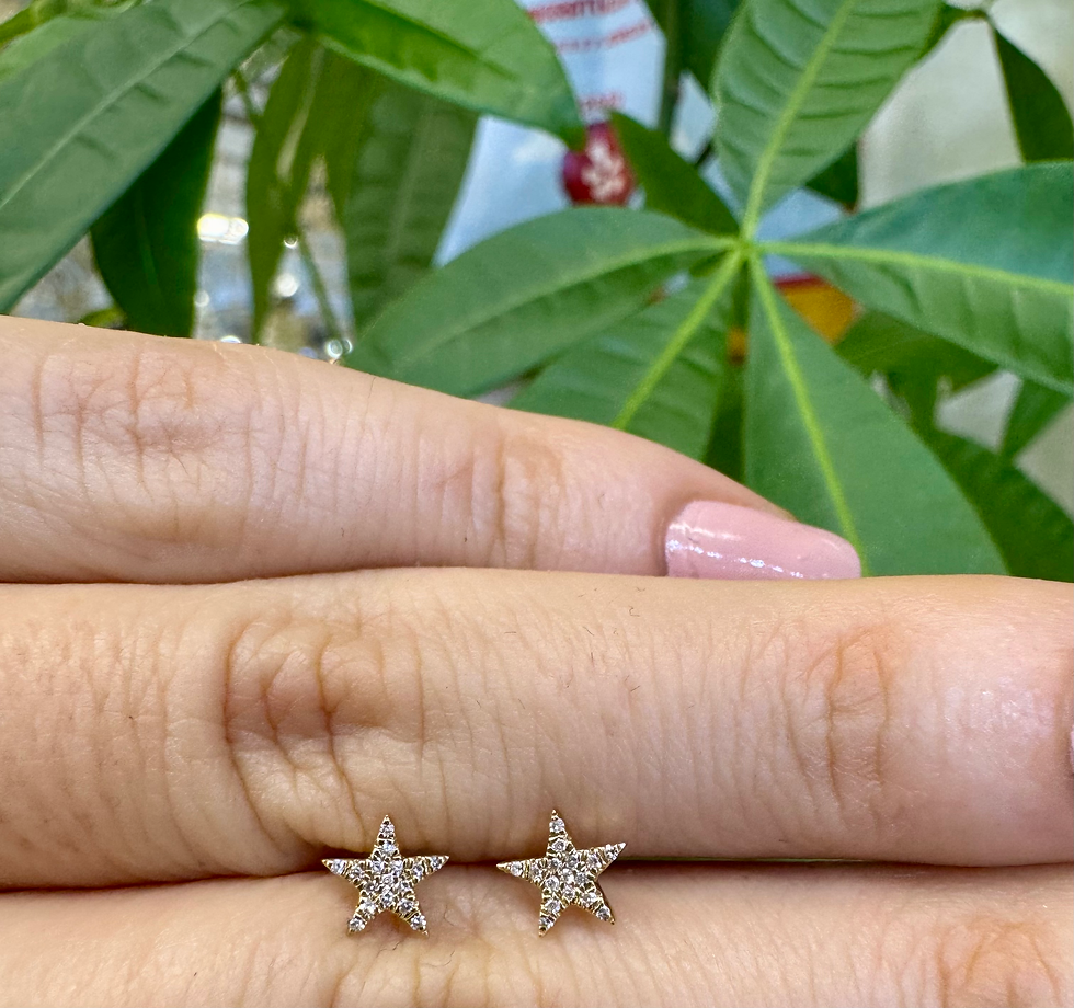 Thumbnail: Extra Small 14kt Yellow Gold Diamond Star Stud Earrings