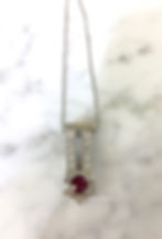 Thumbnail: 14kt White Gold Modern Design Glass-Filled Ruby And Diamond Necklace