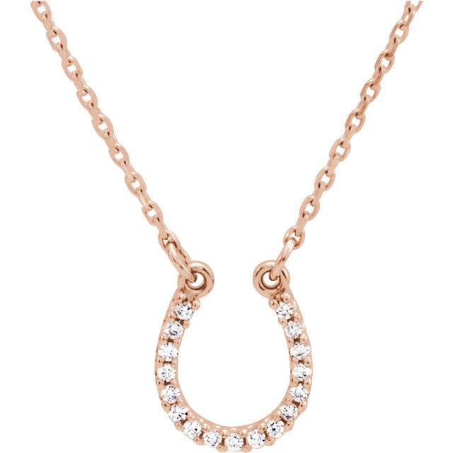 Thumbnail: Any Color 14K Gold Diamond Horseshoe Necklace