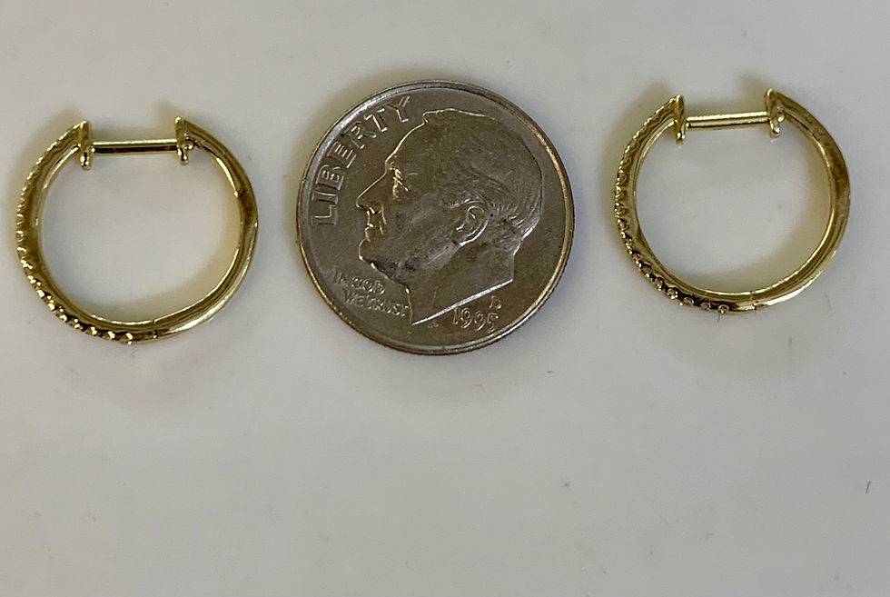 Thumbnail: 14mm 14kt Rose Gold Diamond Huggie Hoop Earrings
