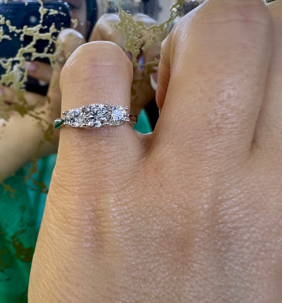 Thumbnail: 14kt White Gold Petite Three Stone 1.90 ctw Diamond Engagement Ring