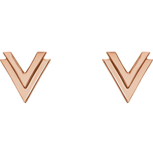 Thumbnail: Any Color 14K Double "V" Stud Earrings