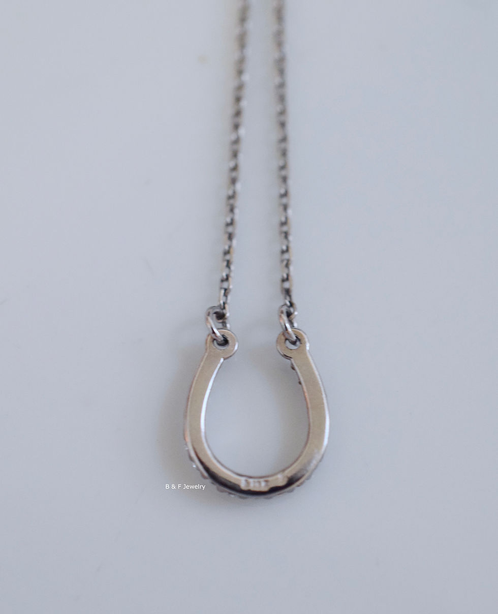 Thumbnail: Any Color 14K Gold Diamond Horseshoe Necklace