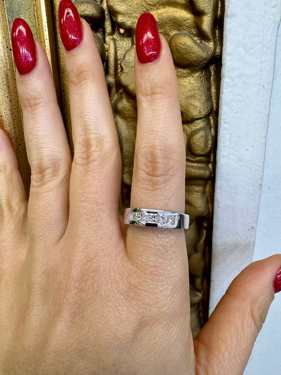 Thumbnail: 14kt White Gold Princess-Cut Channel Set Diamond Band