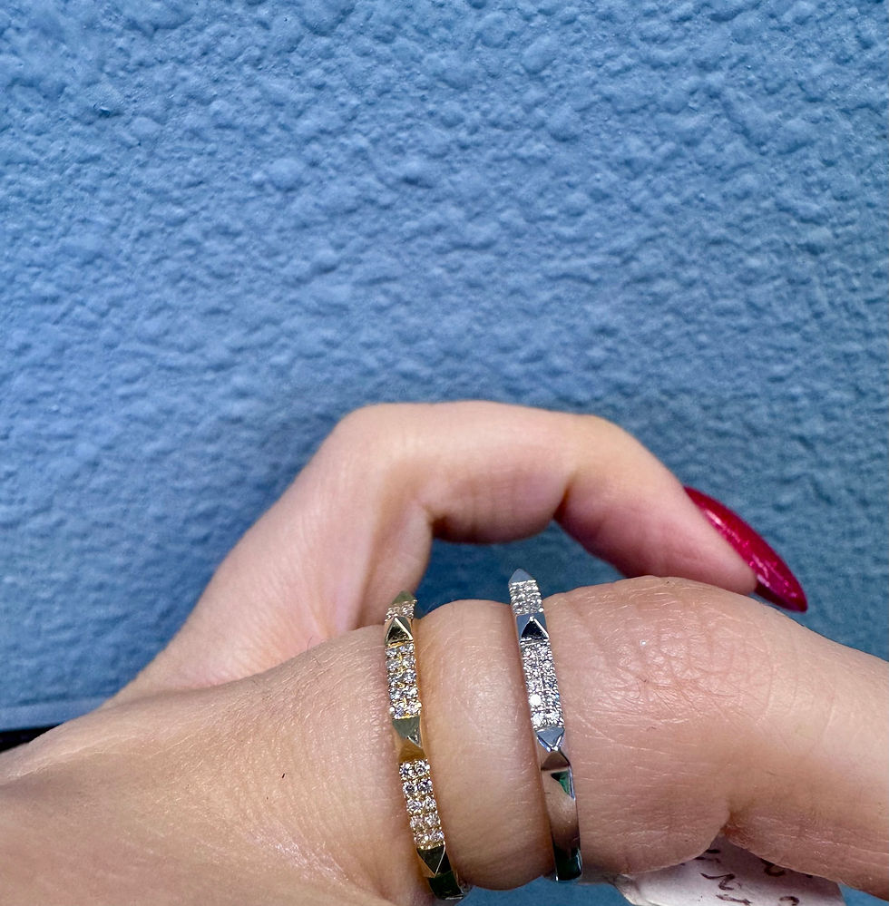 Thumbnail: 14kt White Or Yellow Gold Stackable Diamond Pyramid Band
