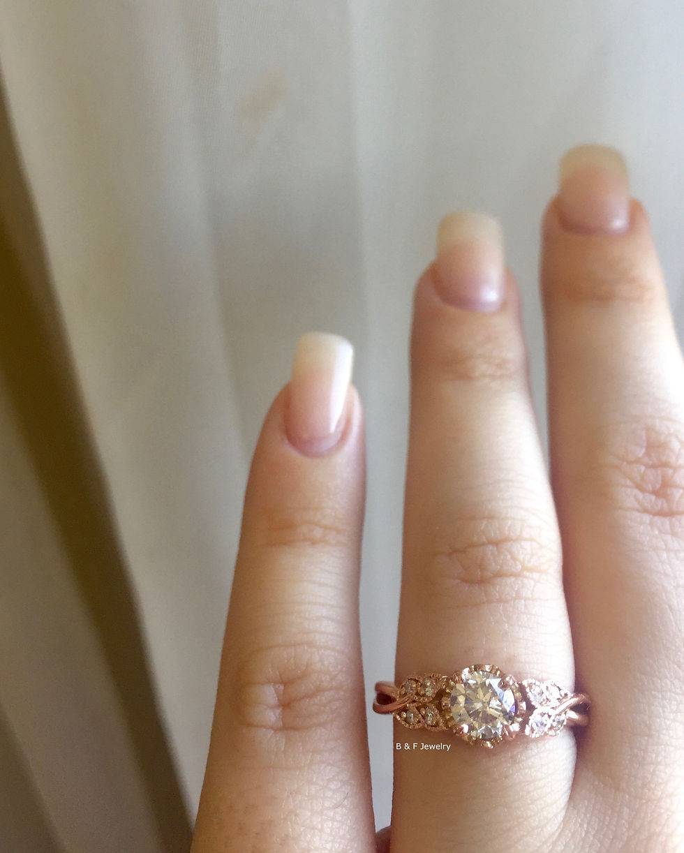 Thumbnail: Vintage Style 14K Rose Gold Round Diamond Engagement Ring