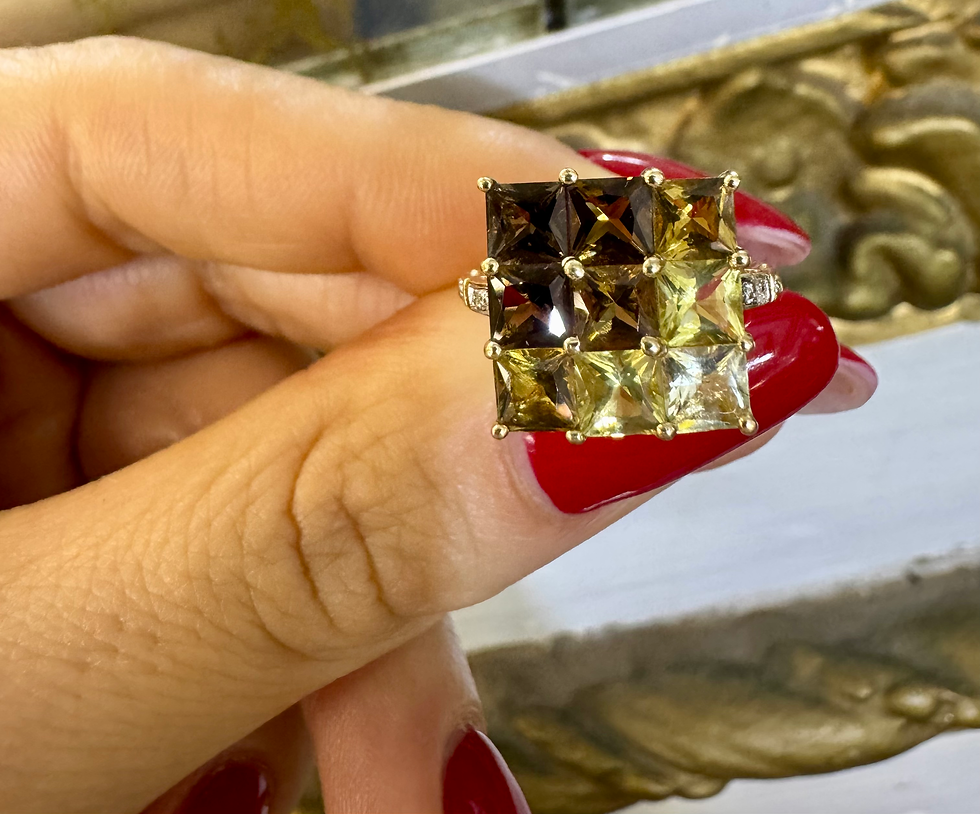 Thumbnail: 14kt Yellow Gold Multi-Color Gradient Gemstone Ring