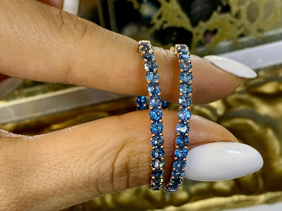 Thumbnail: 14kt Rose Gold London Blue Topaz Inside-Outside Hoop Earrings