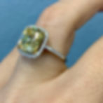 Thumbnail: 18kt White Gold Diamond And Canary Cubic Zirconia Cushion Halo Ring