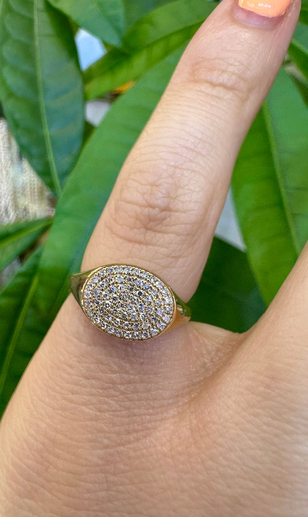 Thumbnail: 14kt Yellow Gold Pave Signet Pinky Diamond Ring