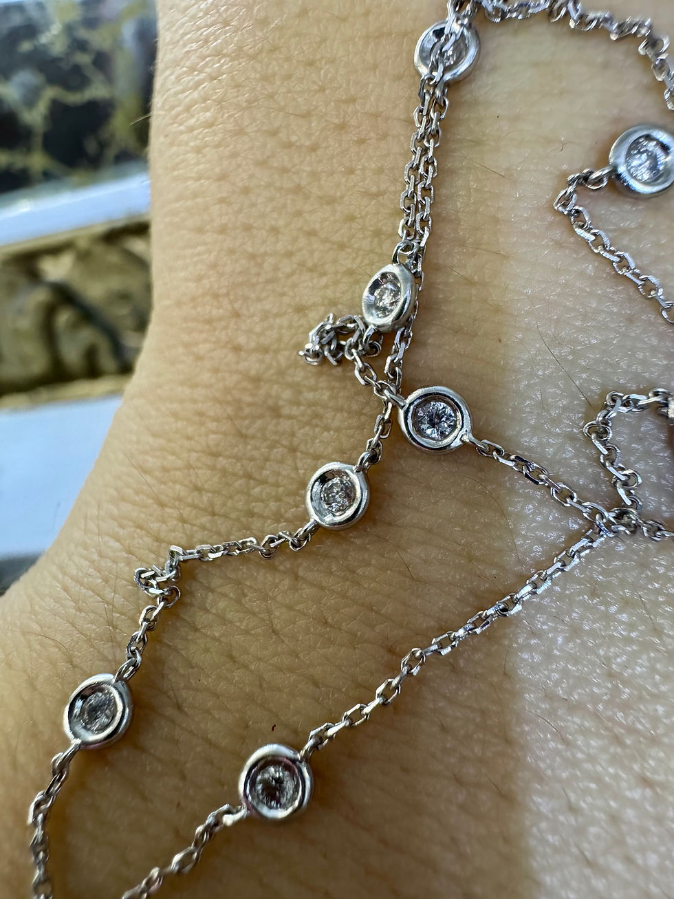 Thumbnail: 14kt White Gold 1.15 Carat Diamond Station Necklace