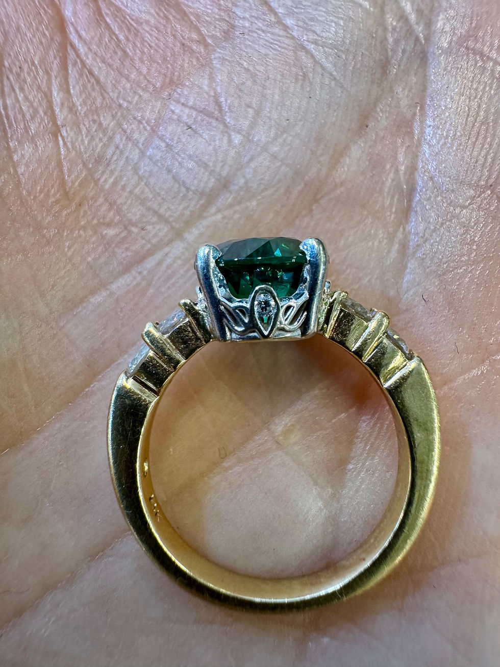 Thumbnail: 14kt Yellow And White Gold Green Tourmaline And Diamond Ring