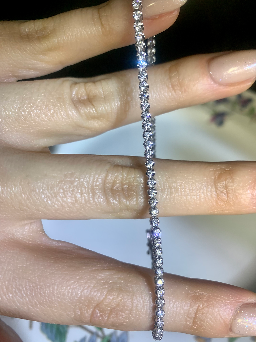 Thumbnail: 14kt White Gold Diamond Tennis Anklet