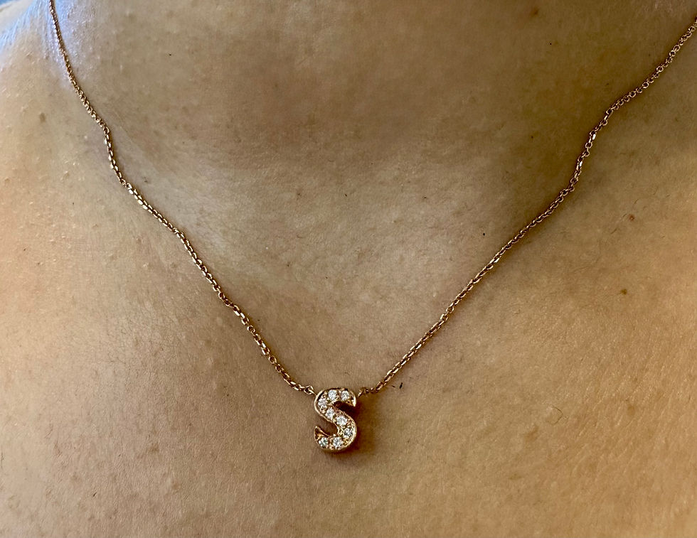 Thumbnail: 14kt Rose Gold Diamond Mini Initial S Necklace