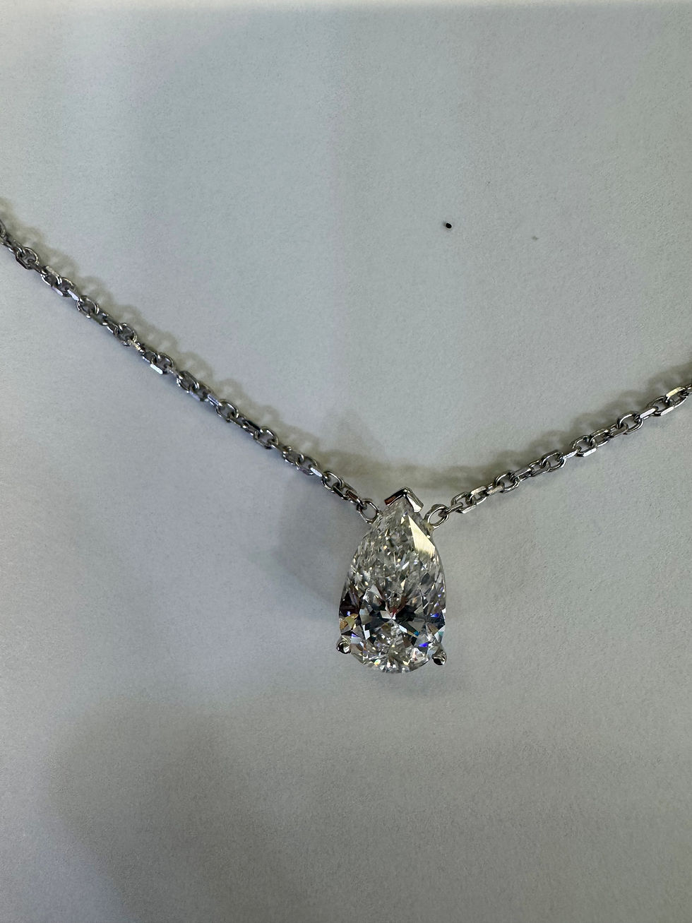 Thumbnail: Certified Custom-made 14kt White Gold Lab Grown Pear-Shape Diamond Necklace
