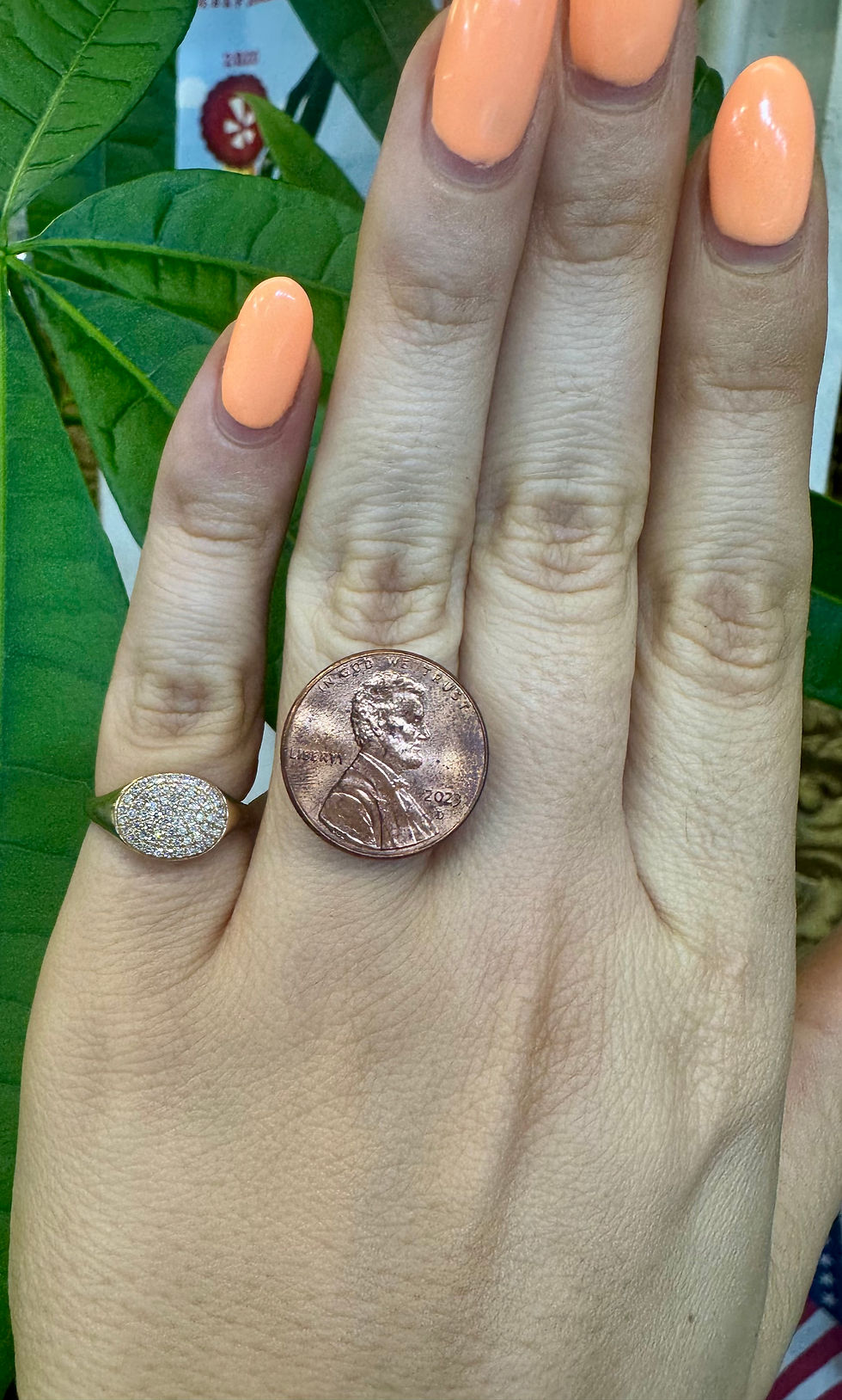 Thumbnail: 14kt Yellow Gold Pave Signet Pinky Diamond Ring