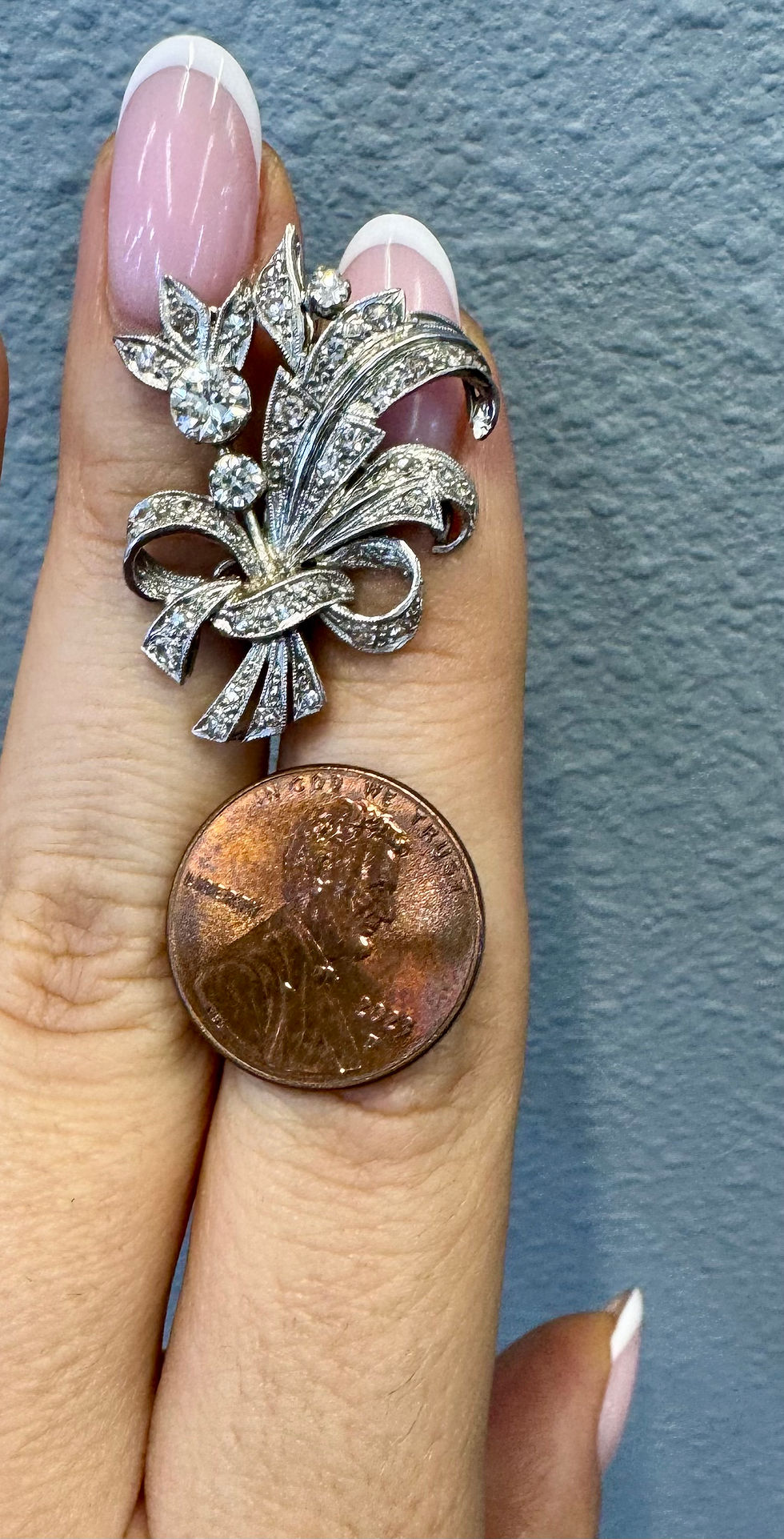 Thumbnail: Platinum 1950s Diamond Floral Spray Brooch