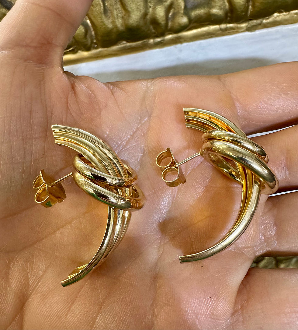Thumbnail: 14kt Yellow Gold Ribbed Knot Half-Hoop Earrings