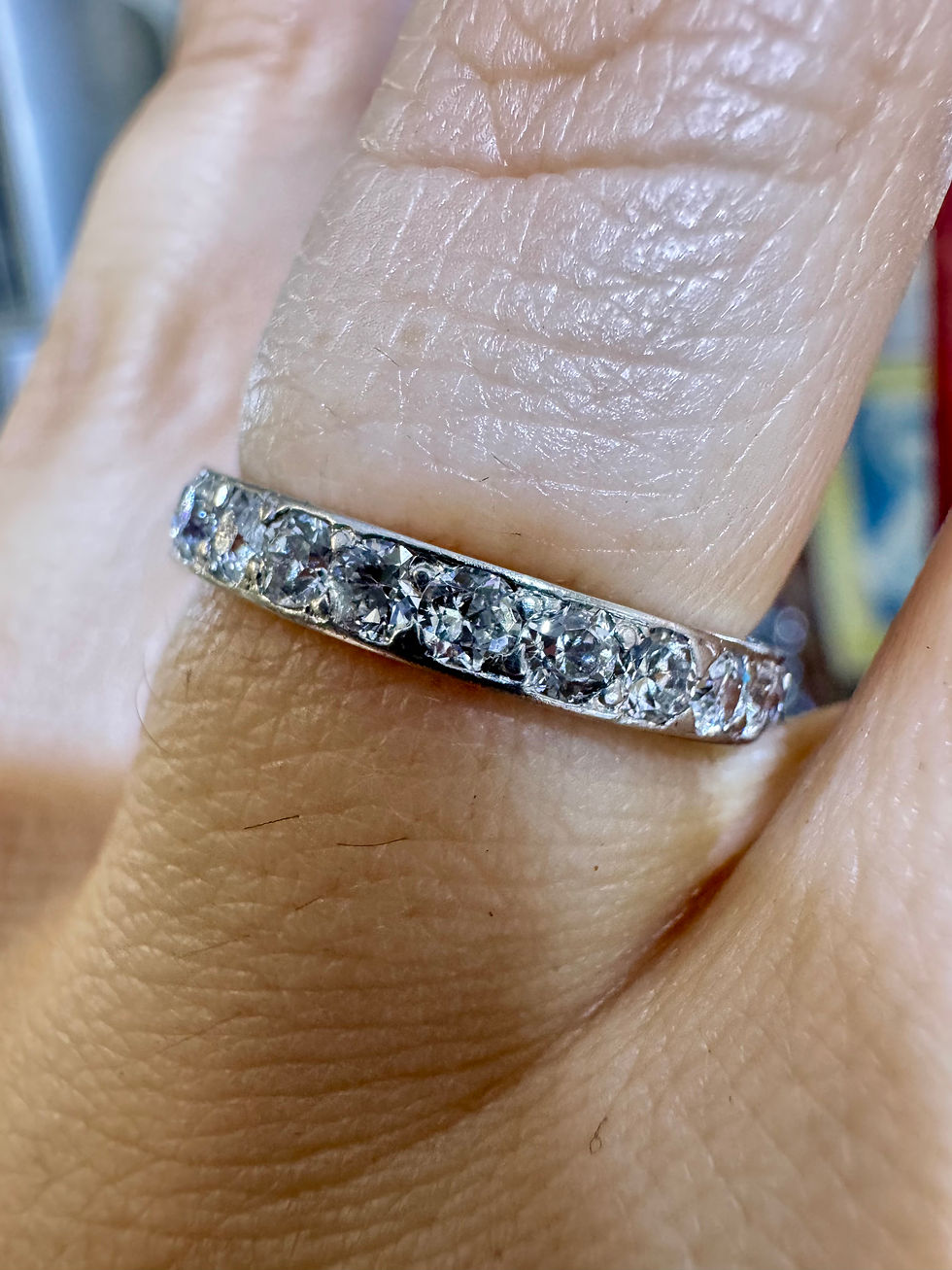 Thumbnail: Antique Platinum Old European Cut Diamond Eternity Band