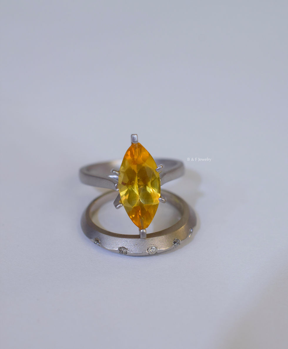 Thumbnail: Matte 14K White Gold 2.26 Carat Marquise Shape Citrine Solitaire Engagement Ring
