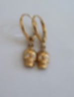 Thumbnail: 14K Yellow Gold Diamond Skull Earrings