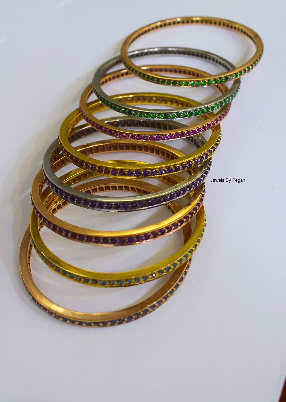 Thumbnail: Any Color 14K Gold Tsavorite Bangle