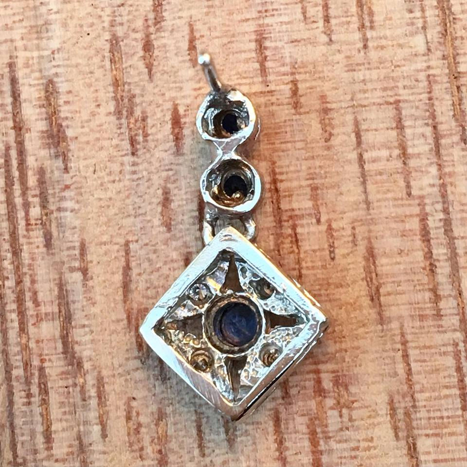 Thumbnail: Vintage Style 14kt White Gold Sapphire And Diamond Earrings