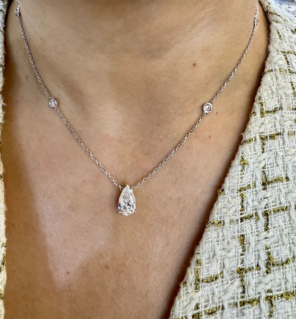 Thumbnail: Certified Custom-made 14kt White Gold Lab Grown Pear-Shape Diamond Necklace