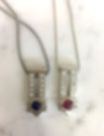 Thumbnail: 14kt White Gold Modern Design Glass-Filled Ruby And Diamond Necklace