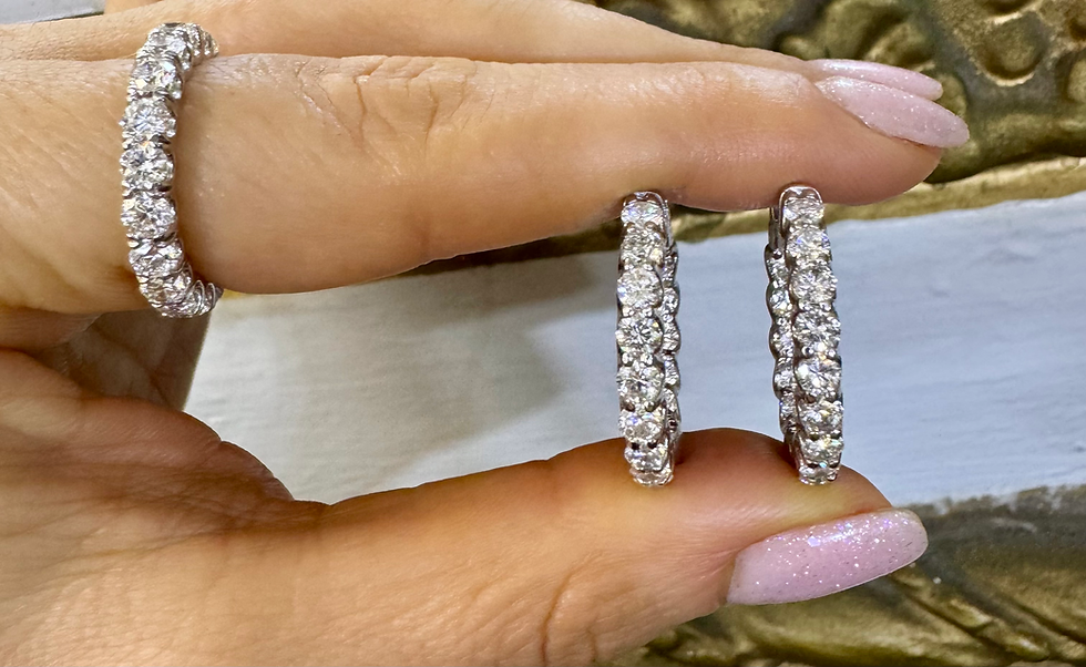 Thumbnail: 14kt White Gold 3.37 ctw Diamond Inside-Outside Hoop Earrings