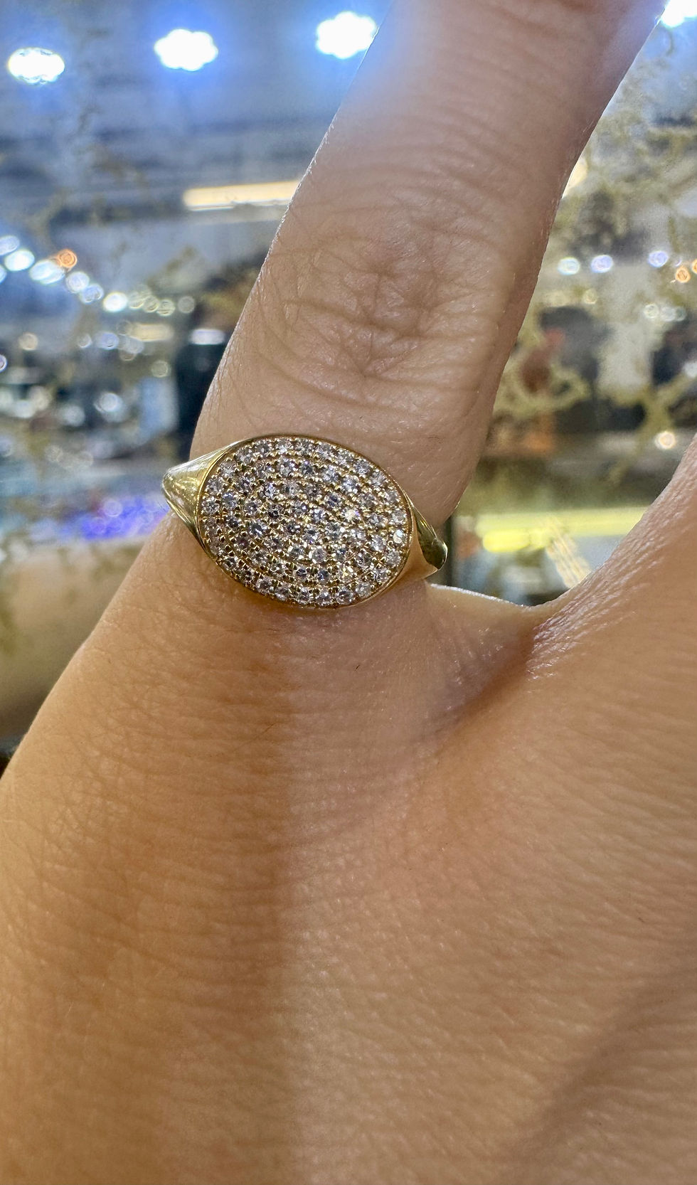 Thumbnail: 14kt Yellow Gold Pave Signet Pinky Diamond Ring