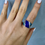 Thumbnail: 18kt Yellow Gold Fancy Cut Blue Topaz And Lapis Diamond Ring