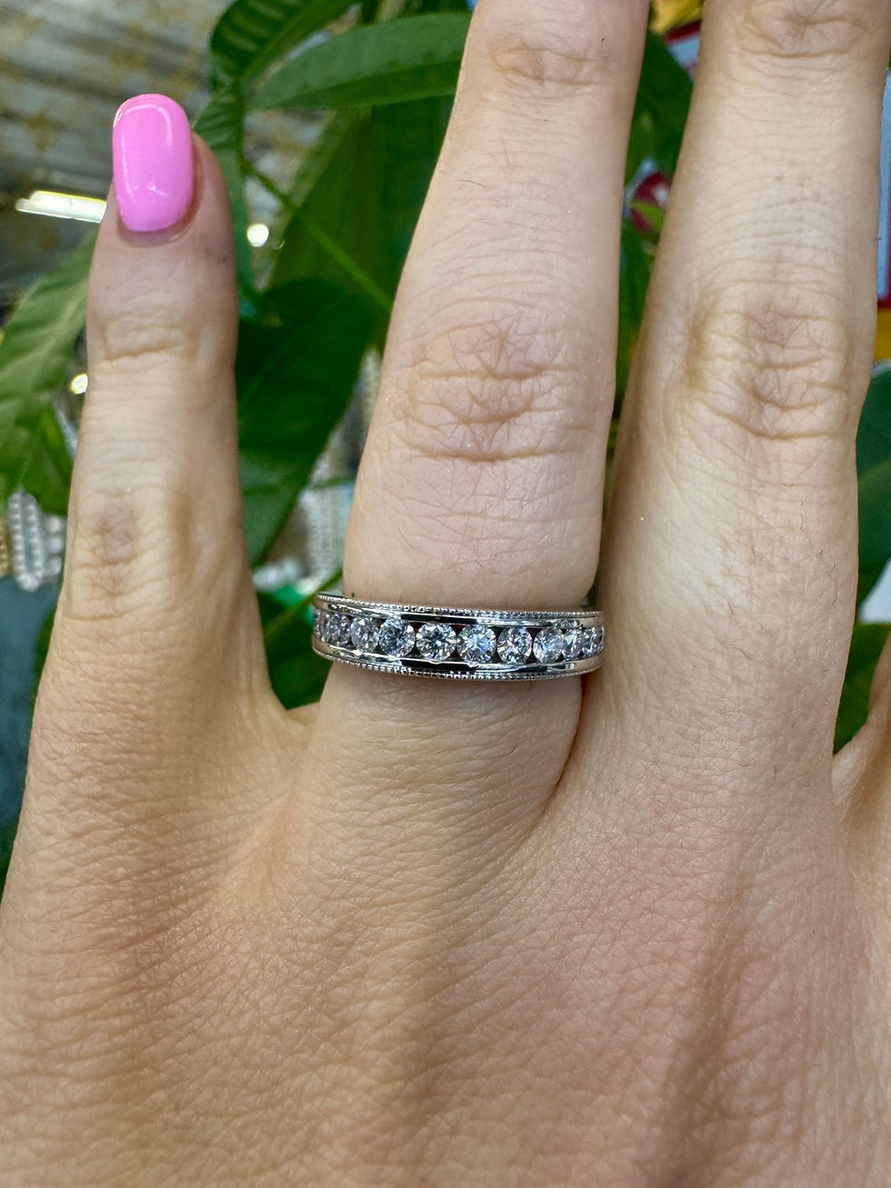 Thumbnail: 14kt White Gold Graduated Channel-Set Diamond Band