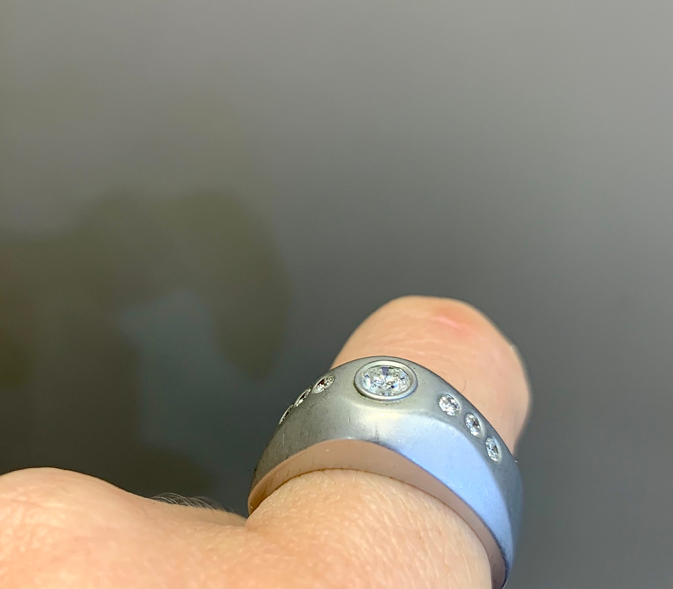 Thumbnail: 14kt Gold White Gold Men's Modern Diamond Ring