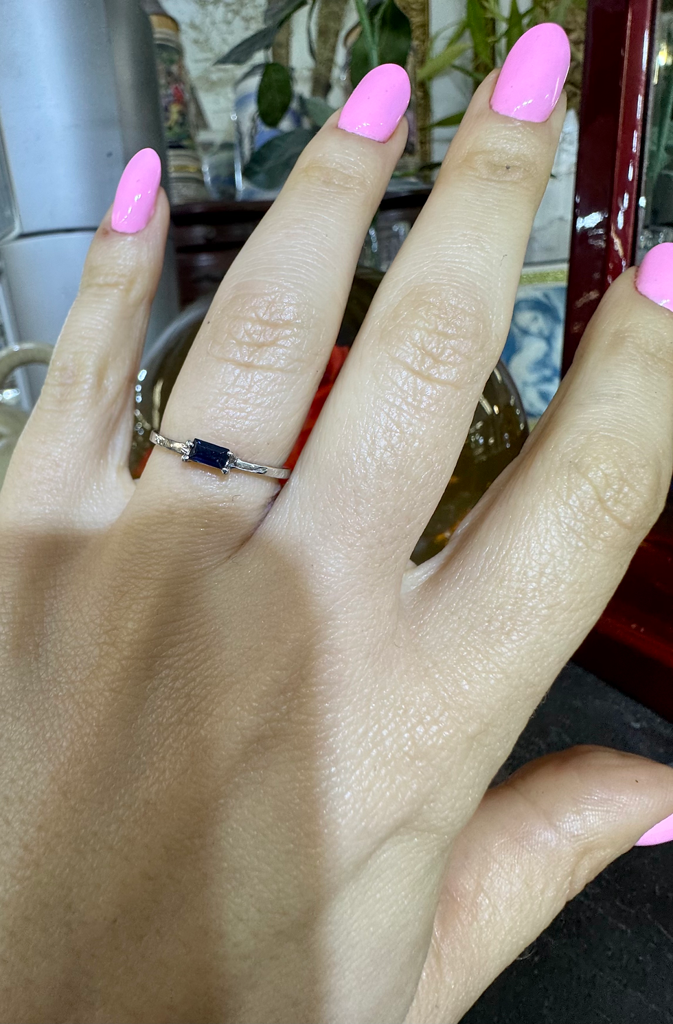 Thumbnail: 14kt White Gold Sapphire Baguette Stackable Band