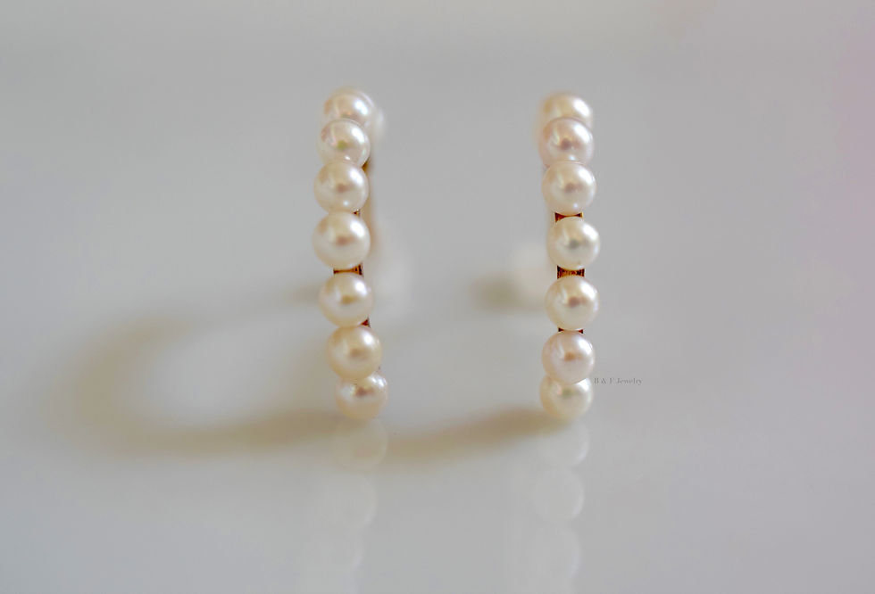 Thumbnail: 14K Gold Pearl J Hoop Earrings- Has Matching Brooch