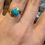Thumbnail: Vintage 18kt Yellow Gold Bypass Turquoise Ring
