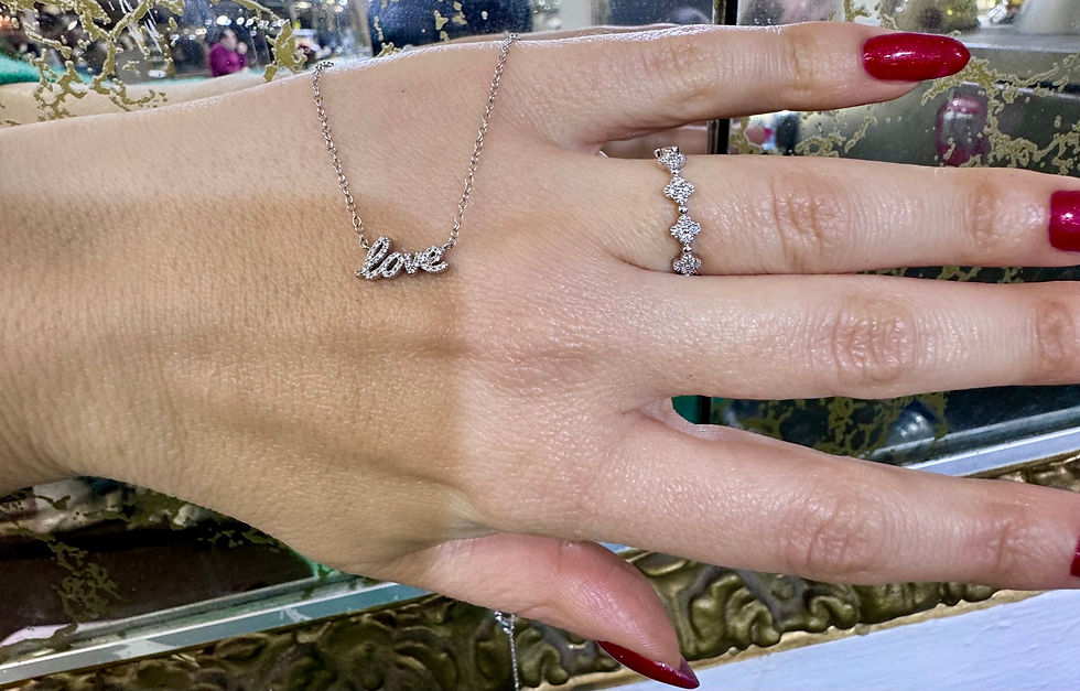 Thumbnail: Extra Small 14kt Gold Diamond "Love" Necklace