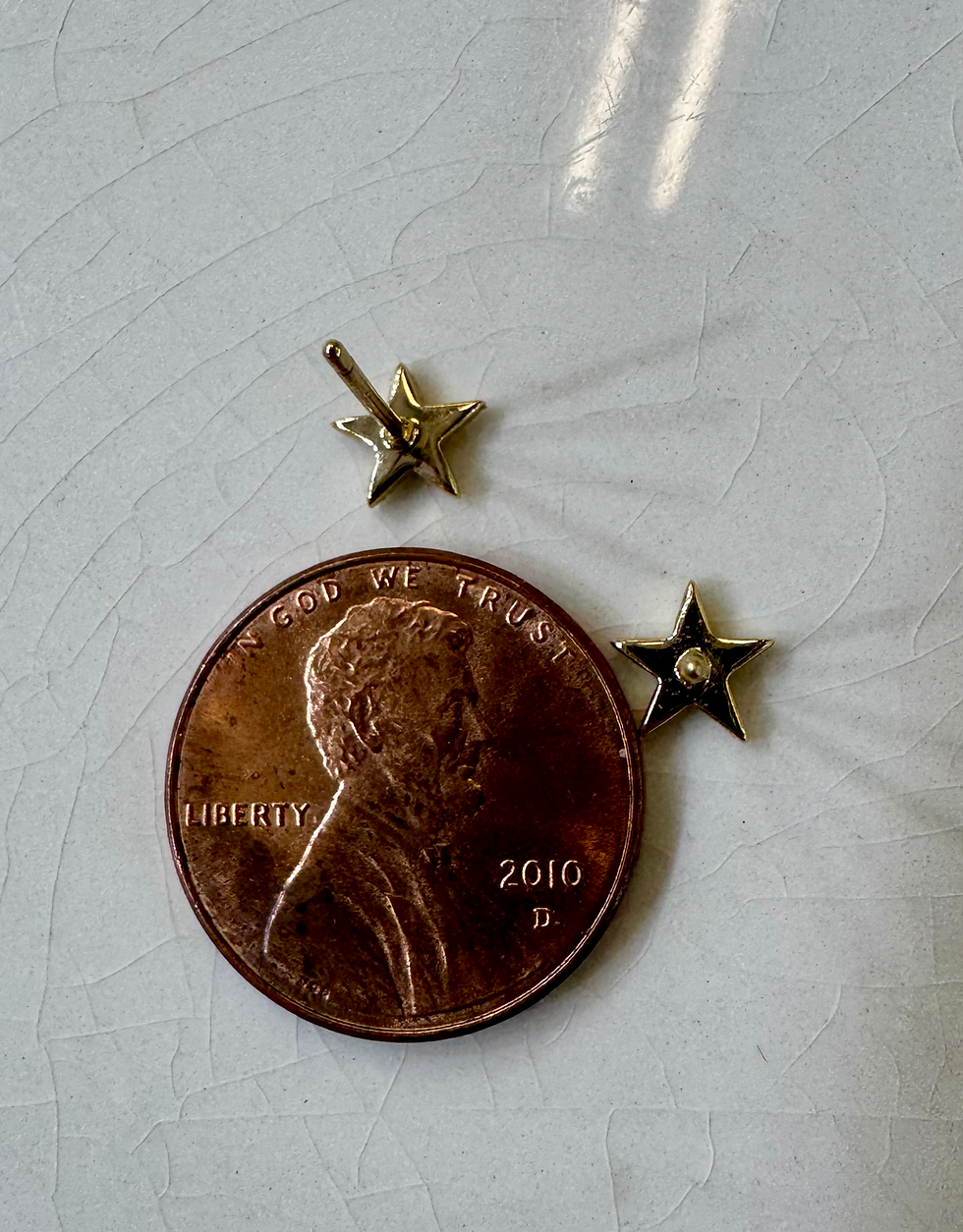 Thumbnail: Extra Small 14kt Yellow Gold Diamond Star Stud Earrings