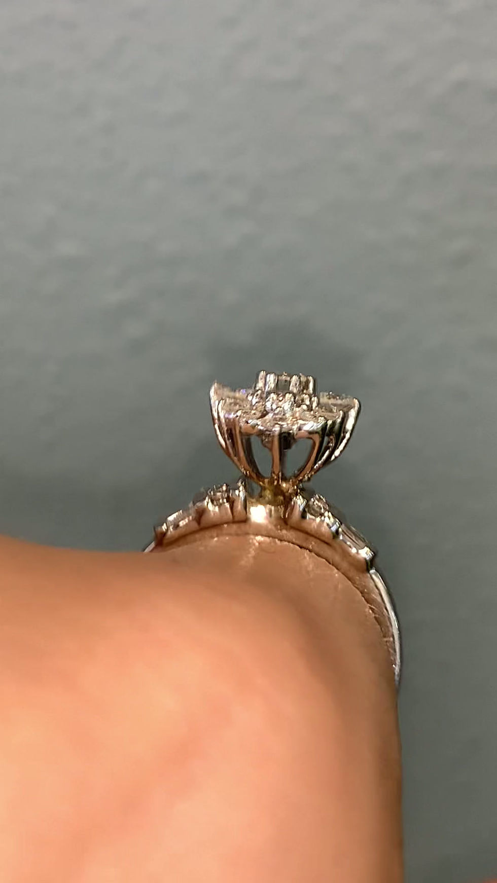 Thumbnail: 14kt White Gold Diamond Cluster Cocktail Ring