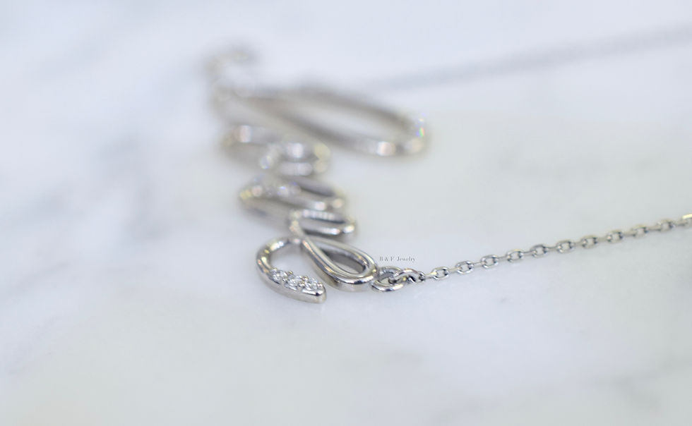 Thumbnail: Any Color 14kt Gold Diamond "Love" Necklace