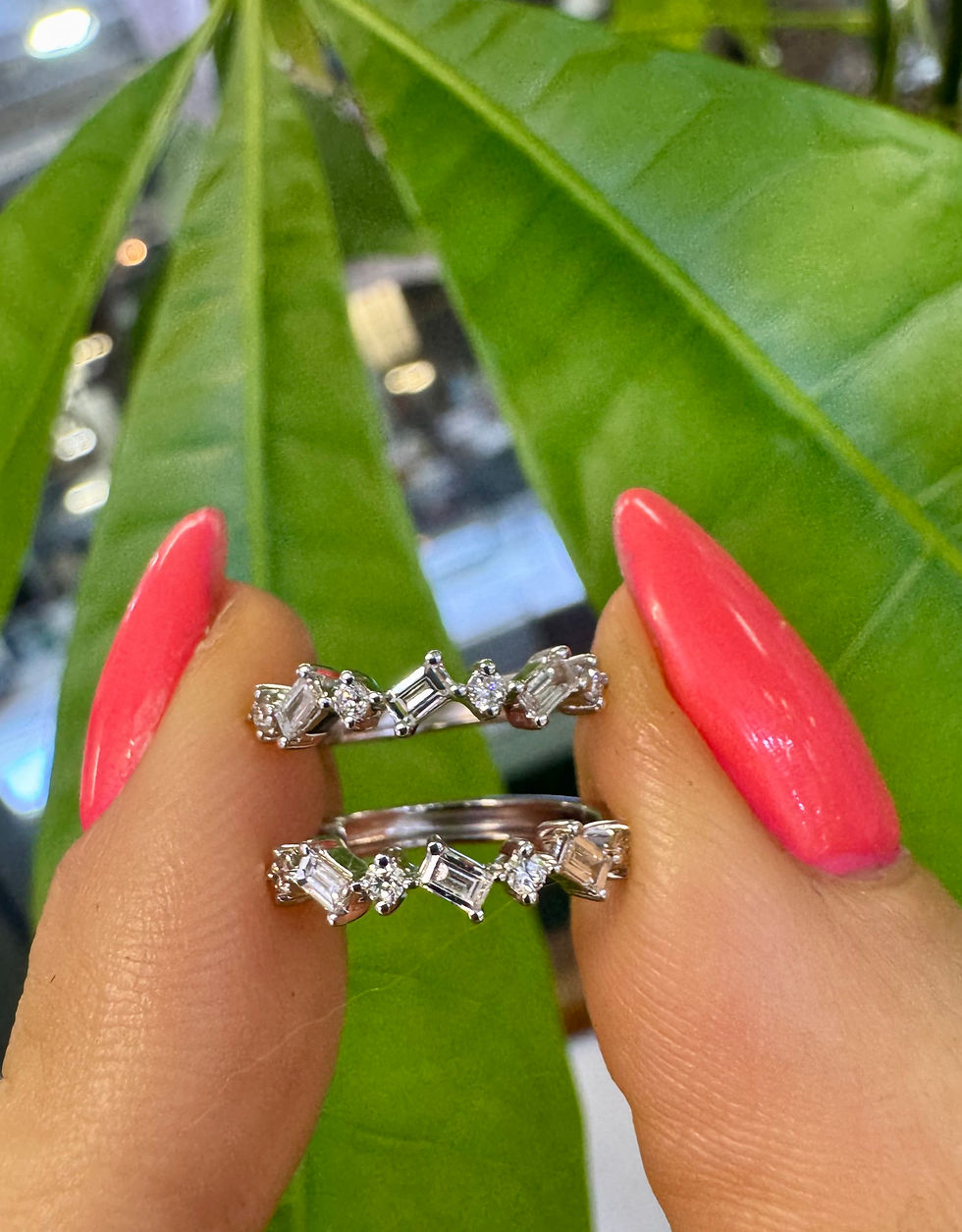 Thumbnail: 14kt White Gold Baguette And Round Diamond Huggie Hoops 