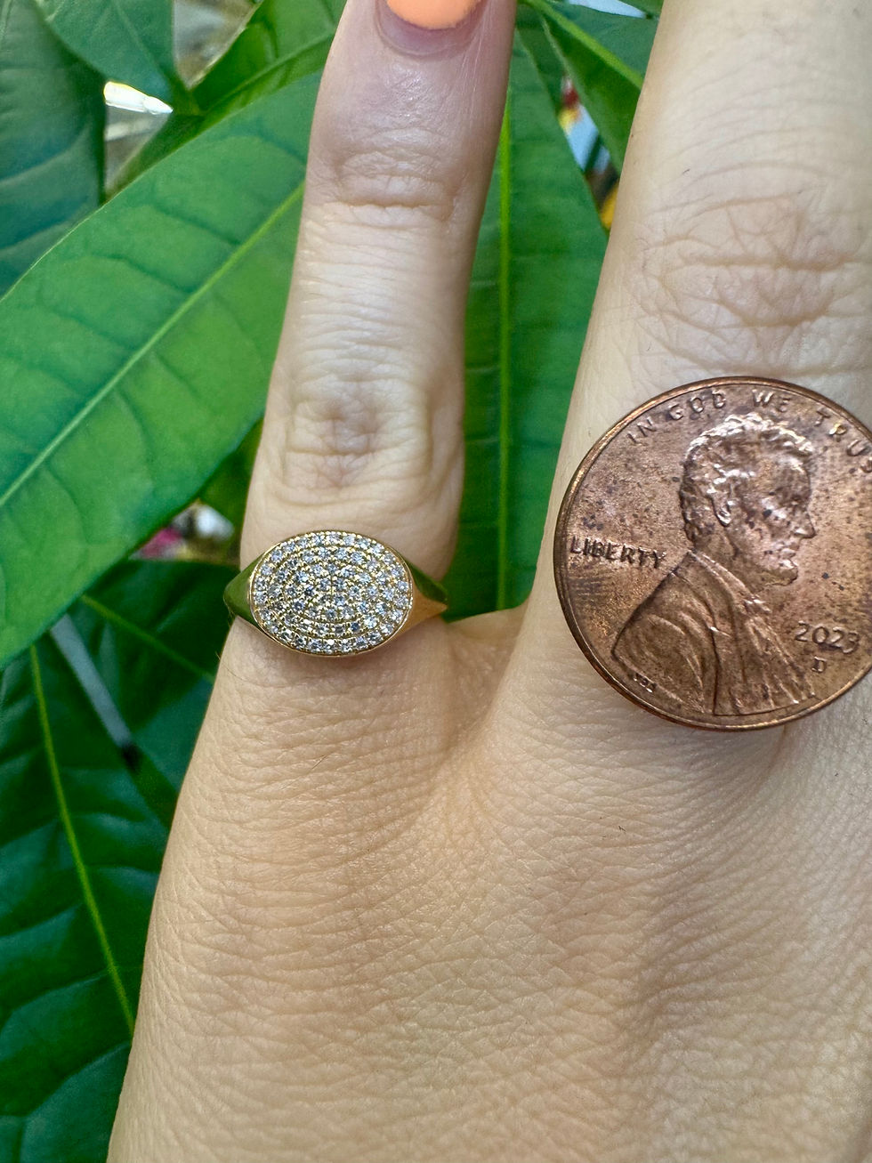 Thumbnail: 14kt Yellow Gold Pave Signet Pinky Diamond Ring