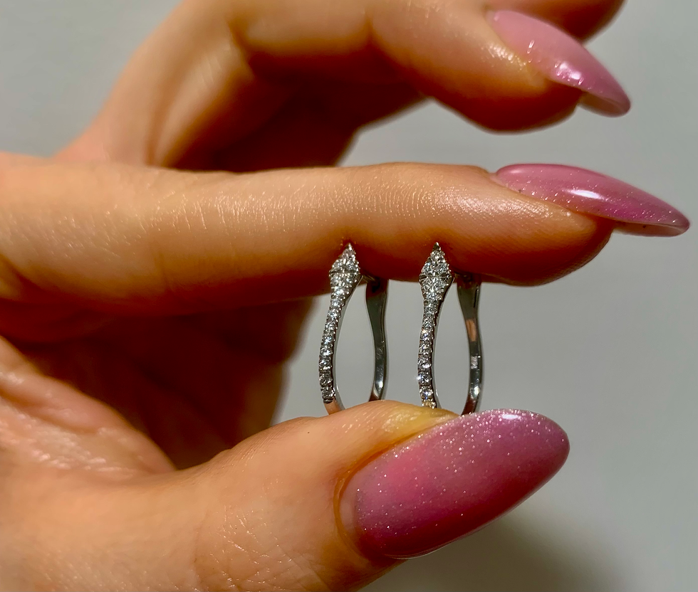 Thumbnail: 14kt White Gold Diamond Huggie Hoop Earrings