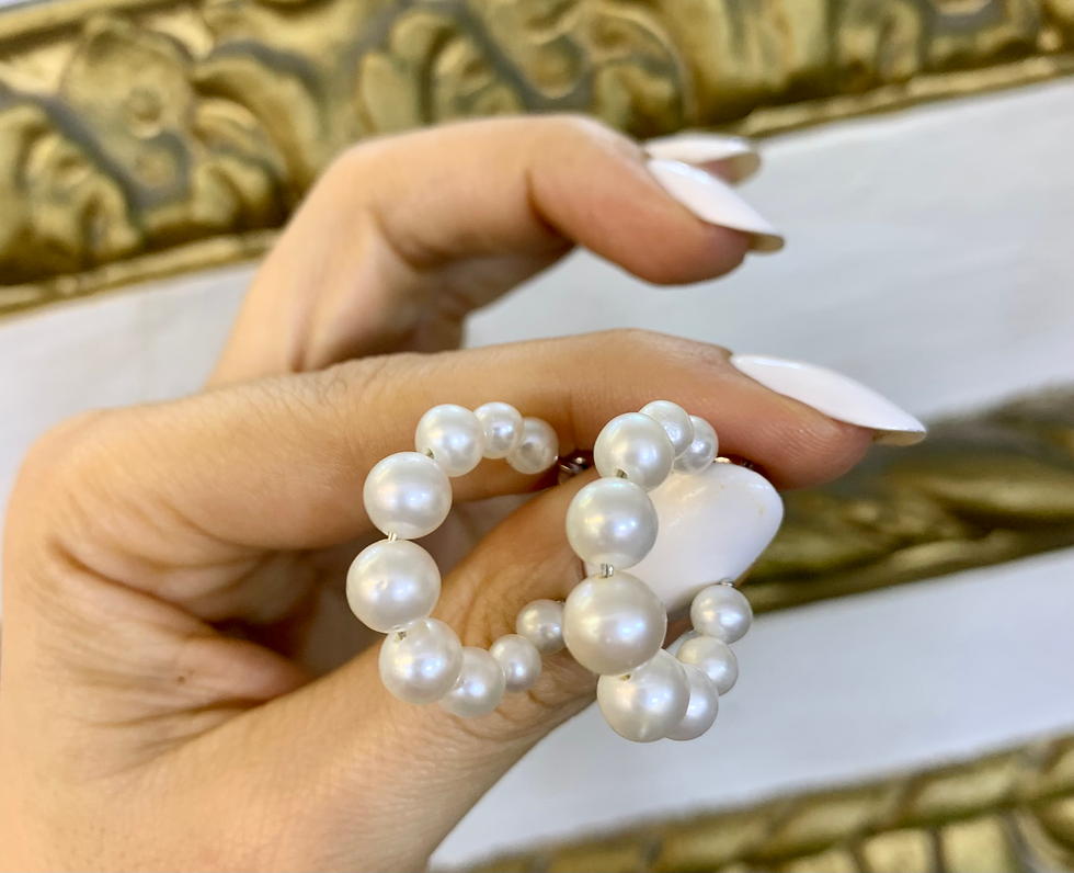 Thumbnail: Sterling Silver Cultured White Freshwater Pearl Hoop Earrings